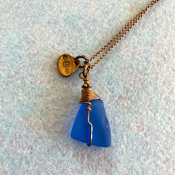 Jacob’s Fashion Jewelry Blue Sea Glass and Sterling Silver Necklace Greenport NY - Picture 6 of 16